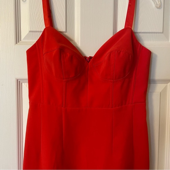 NEW Sergio Hudson Bustier Midi Dress Red small - Picture 3 of 6